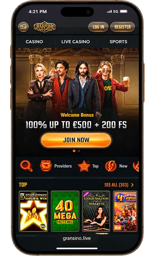 Gransino Casino App mobiel spelen op smartphone