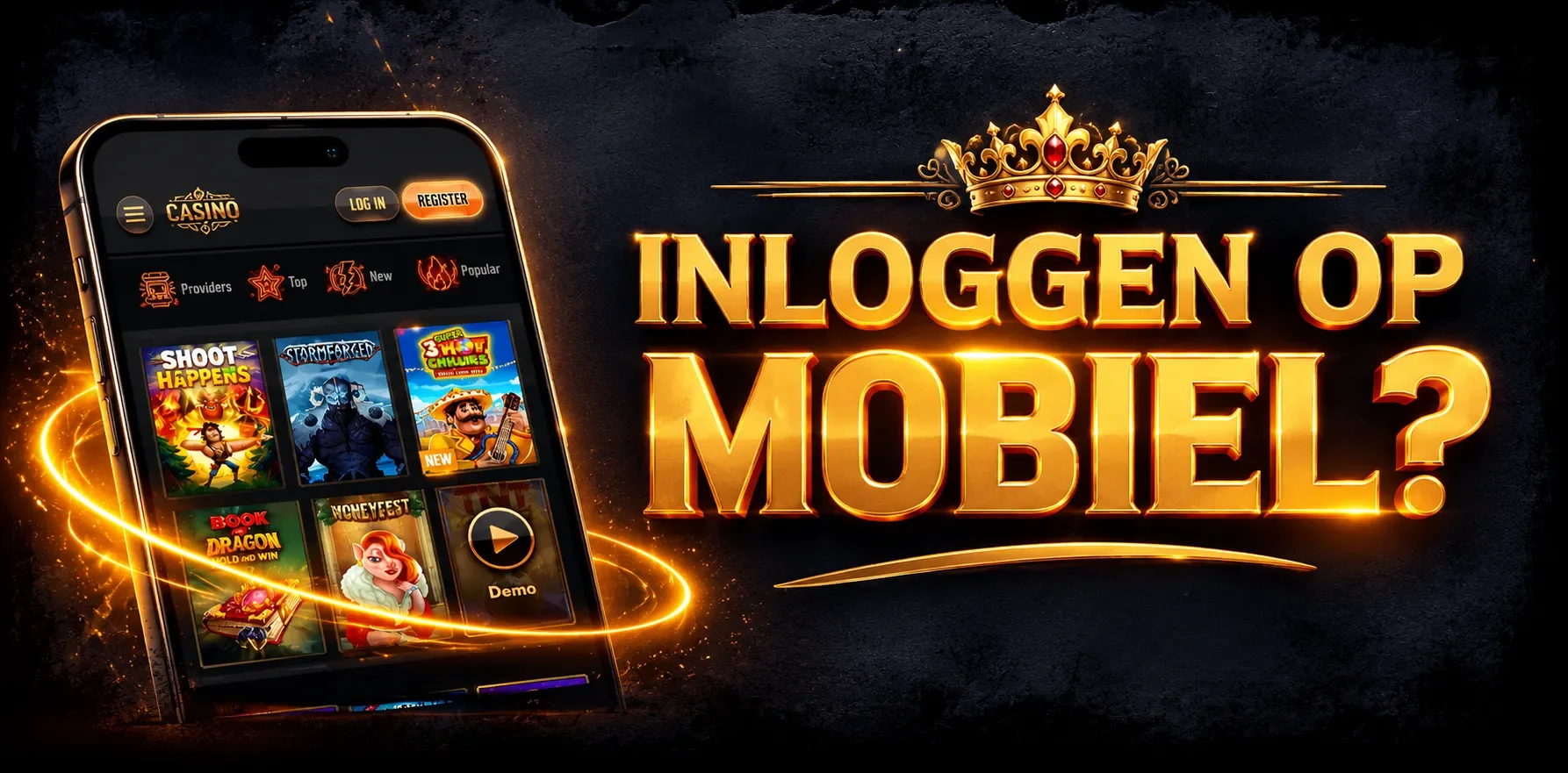 Inloggen op mobiel bij Gransino Casino met de spellobby op een telefoon