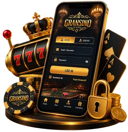 Inloggen Bij Gransino Op Mobiel met casino account scherm