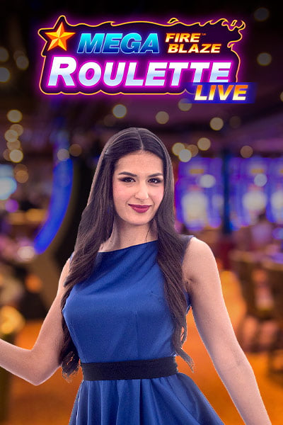 Spelafbeelding van Mega Fire Blaze Roulette Live met blauwe host